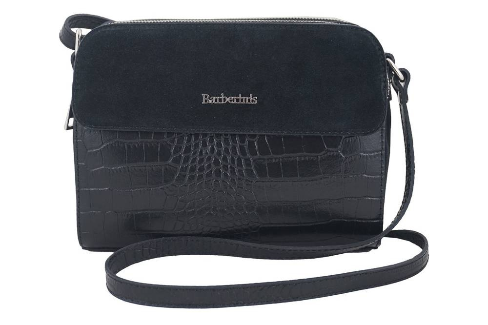 Torebka ze skóry naturalnej zamszowa damska Barberini's 885/1-1 listonoszka croco mała czarna - cecha produktu