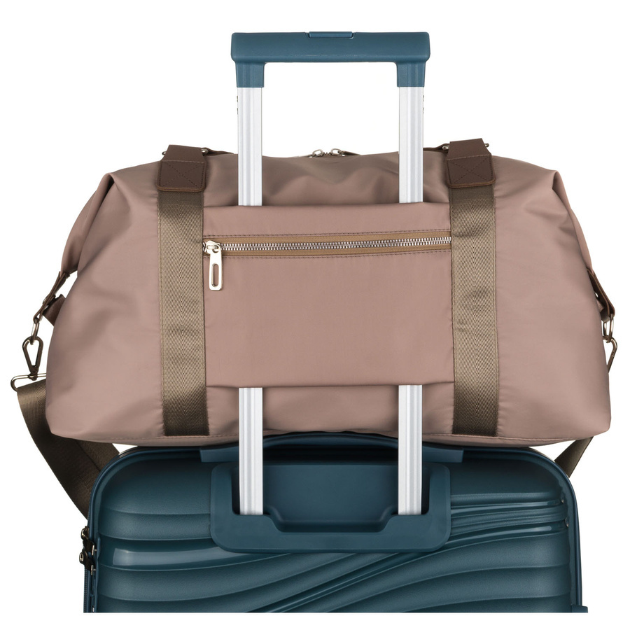 Jasnobrązowa torba Peterson 25531 na rączce walizki