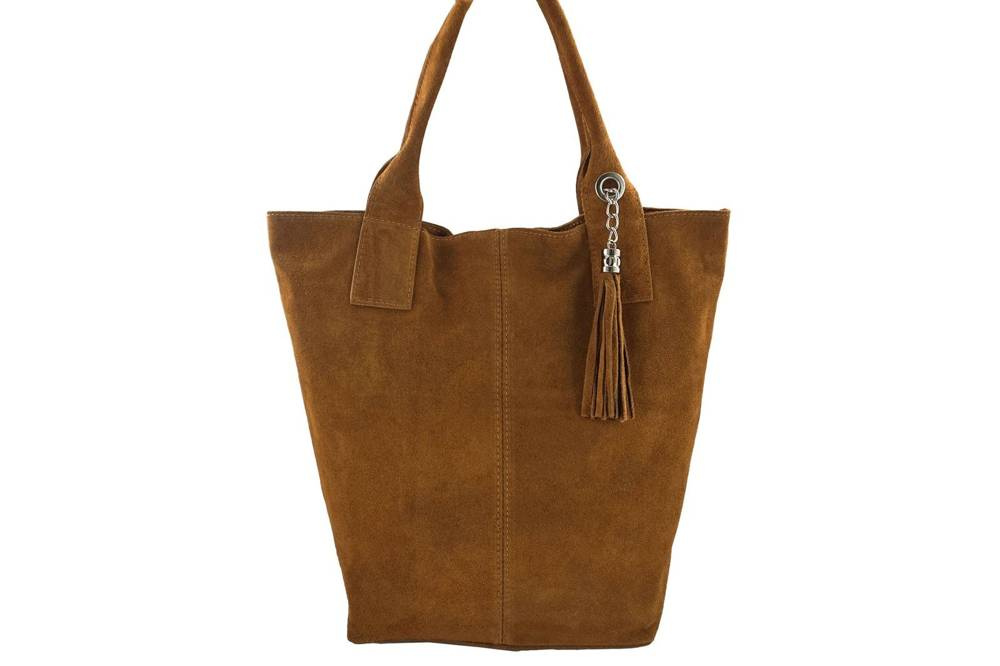 Torebka zamszowa damska Barberini's 375/8-12 shopper bag A4 jasnobrązowa - cecha produktu