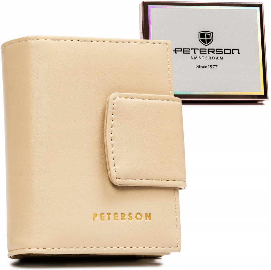 Beżowy kieszonkowy portfel damski Peterson 42329-F8