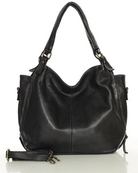 Skórzana torebka damska na ramię styl miejski czarna - Marco Mazzini v47a