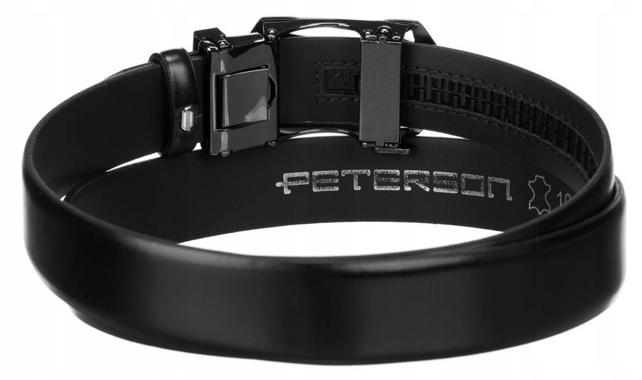 Spód czarnego paska Peterson PAS-CA4 z tłoczeniem marki