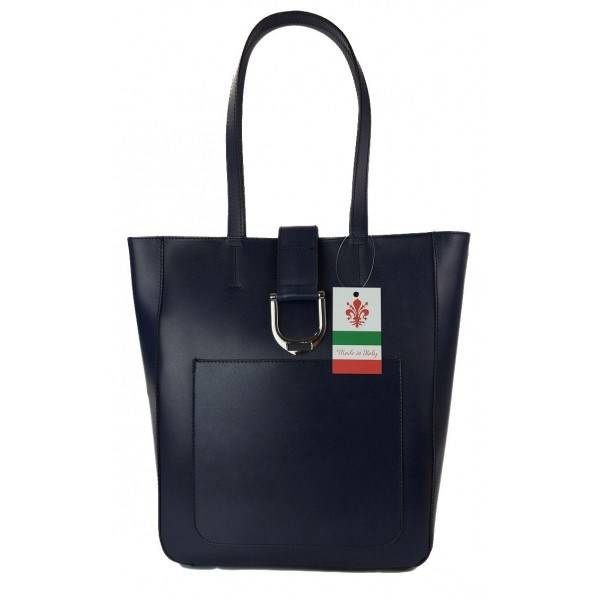 Torebka skórzana damska Vera Pelle SBKB11BS shopper bag A4 granatowa - widok ogólny produktu