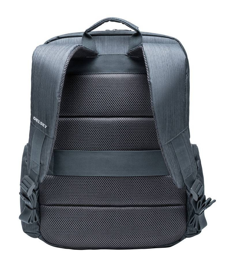 Plecak na laptopa z materiału unisex Delsey Clair miejski szary - widok całego plecaka