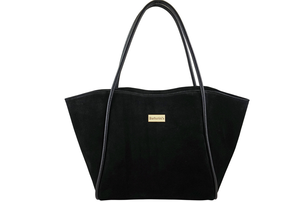 Torebka skórzana zamszowa damska Barberini's 1008-1 shopper A4 czarna - cecha produktu