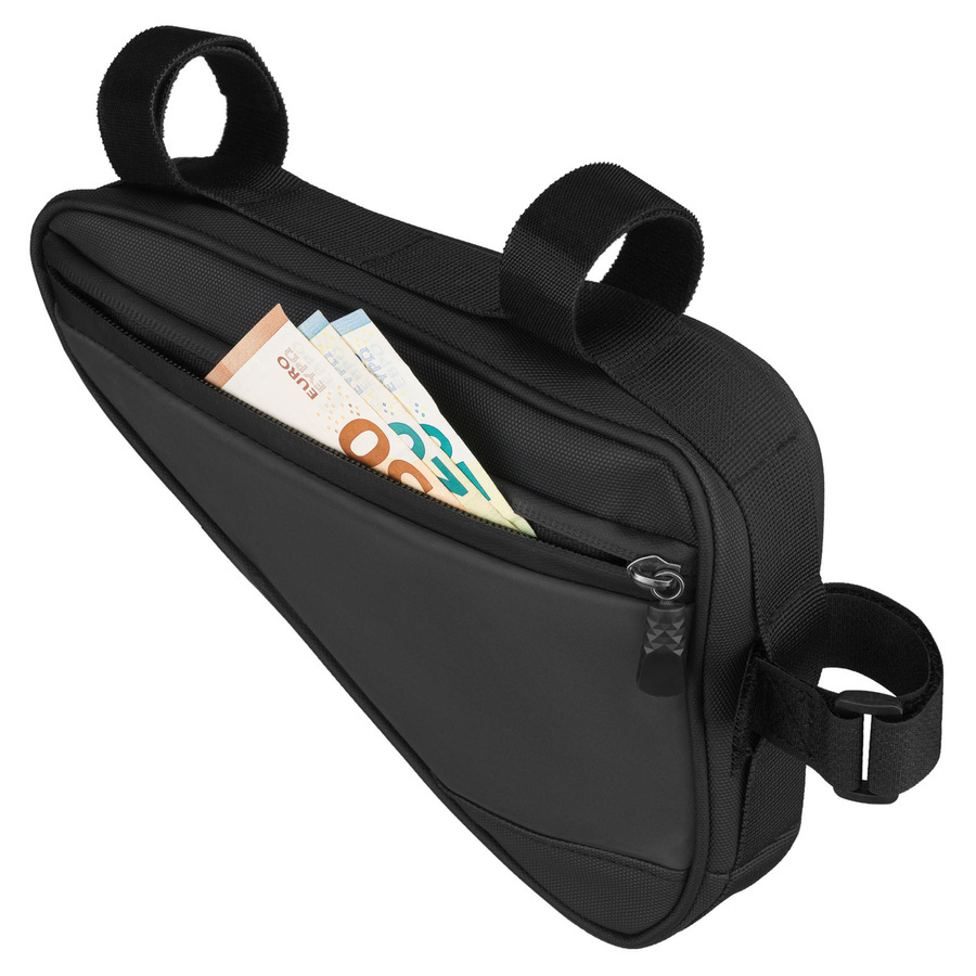 Sakwa rowerowa z materiału hydrofobowego unisex Peterson NL-ML17-MR mała czarna - widok całościowy na rowerze