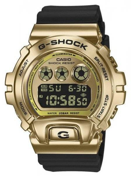 Czarno-złoty zegarek męski Casio GM-6900G-9ER - zegarek z przodu na białym tle