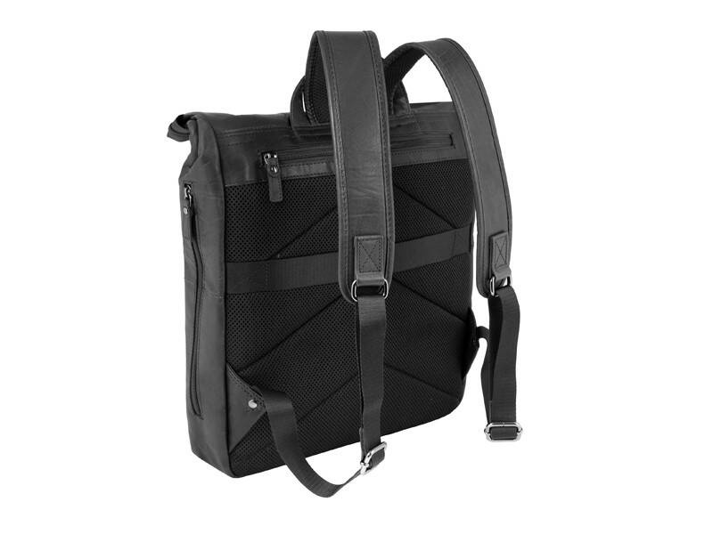 Plecak miejski skórzany z poliestru unisex Aeronautica Militare Vintage rolltop czarny - cecha produktu