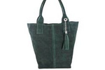 Torebka skórzana zamszowa damska Barberini's 375/8-42 shopper bag A4 ciemnozielona
