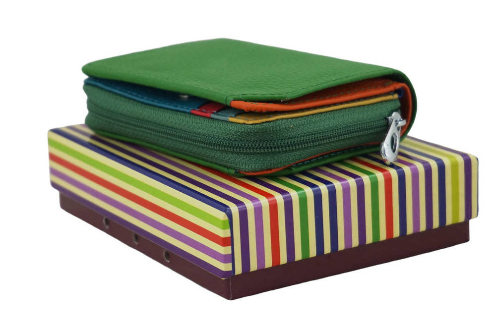 Portfel ze skóry licowej damski Barberini's D-8304-38 podwójny zielony - cecha produktu