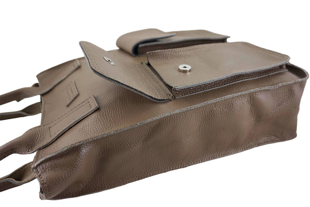 Torebka ze skóry licowej damska Barberini's 952-9 shopper bag A4 ciemnobeżowa - cecha produktu