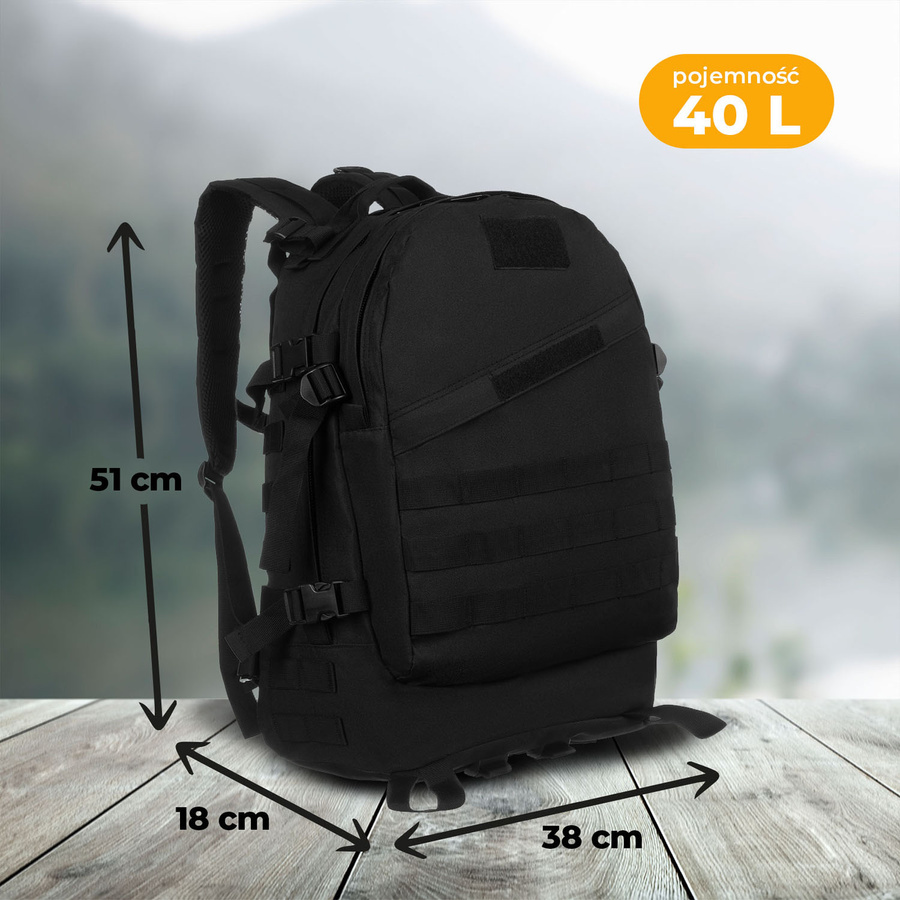 Wymiary czarnego plecaka Peterson BL003