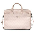 Torba ze skóry ekologicznej unisex Guess Saffiano 4G na notebooka różowa