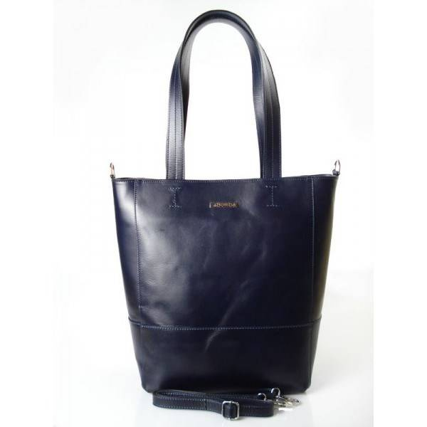 Torebka skórzana damska la BOMBA SB4010BS shopper bag A4 granatowa - widok frontu produktu