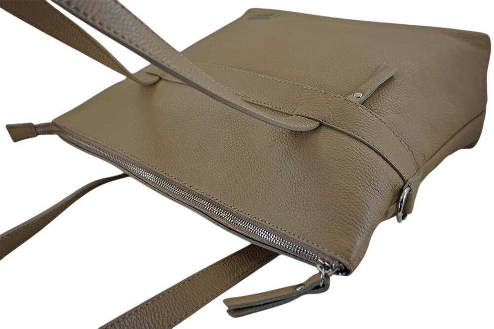 Torebka ze skóry naturalnej damska Barberini's 996-2 shopper bag A4 beżowa - cecha produktu
