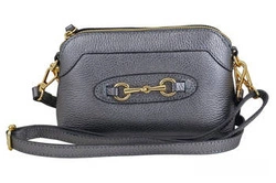 Mała skórzana wizytowa torebka damska srebrna - Barberini 967/1-46