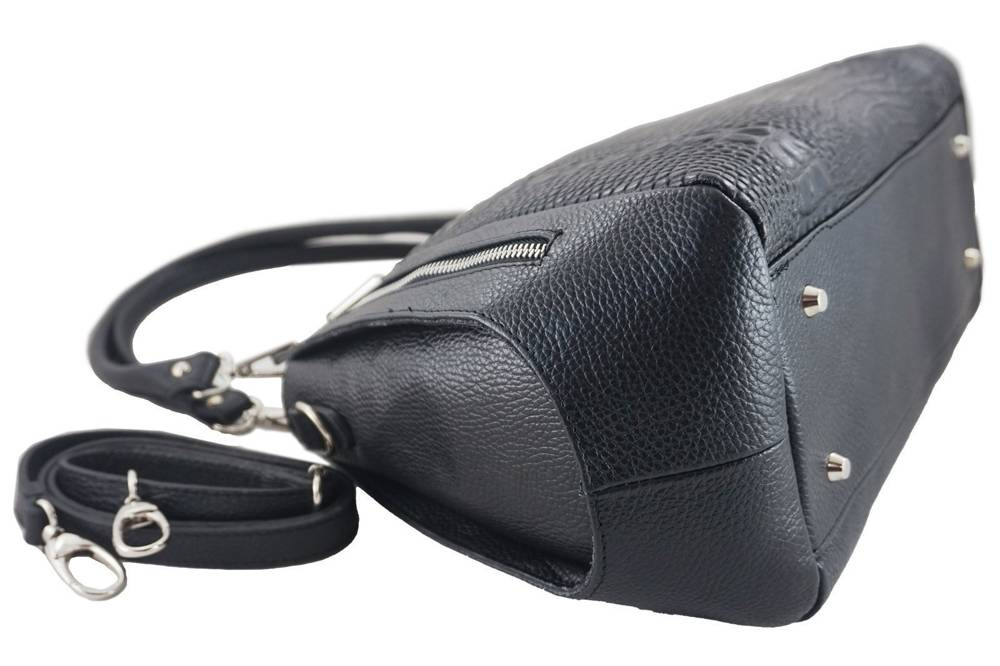 Torebka ze skóry licowej damska Barberini's 858-28 shopper croco A4 ciemnoszara - cecha produktu
