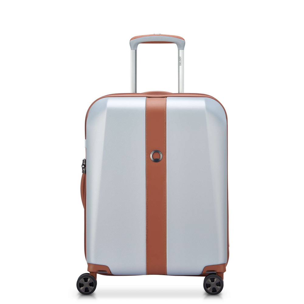 Walizka z twardego materiału unisex Delsey Promenade podróżna kabinowa srebrna - widok z przodu