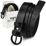 Skórzany pasek damski do spodni czarny Beltimore A65