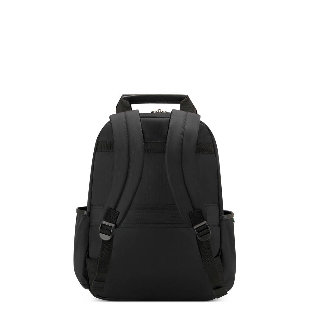 Plecak materiałowy unisex Delsey Benetton Color Block miejski na laptopa czarny - ergonomiczne szelki i tylny panel