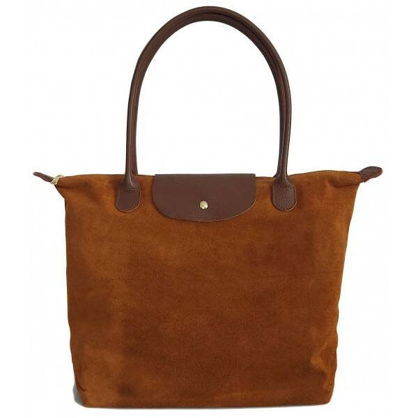 Torebka skórzana zamszowa damska Vera Pelle VKA41CM shopper XL A4 camel z brązem - widok całości produktu