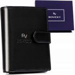 Skórzany portfel męski czarny na dokumenty RFID - Rovicky RV-7680056-9-L-BCA-4