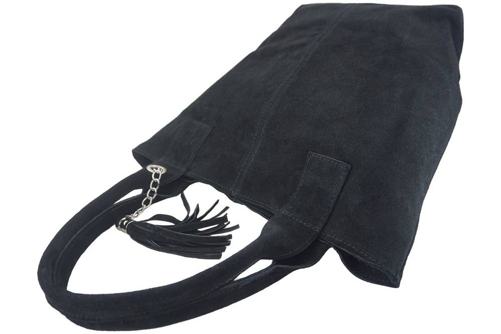 Torebka skórzana zamszowa damska Barberini's 375/8-1 shopper bag A4 czarna - cecha produktu