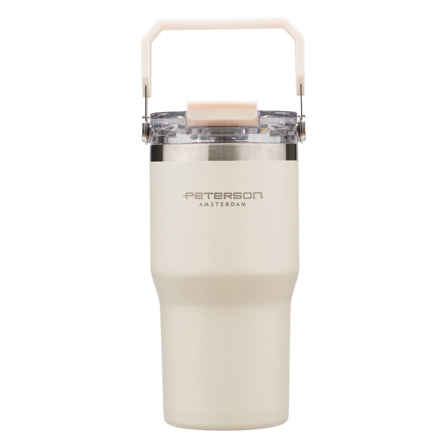 Kubek termiczny ze stali nierdzewnej unisex Peterson 600 ml z uchwytem ecru - cecha produktu