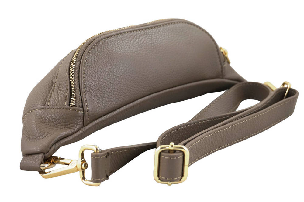 Torebka z licowej skóry damska Barberini's 935/1-9 nerka saszetka crossbody ciemnobeżowa - cecha produktu