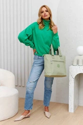 Shopper bag damska torebka materiałowa zielona - Peterson 3301-CO