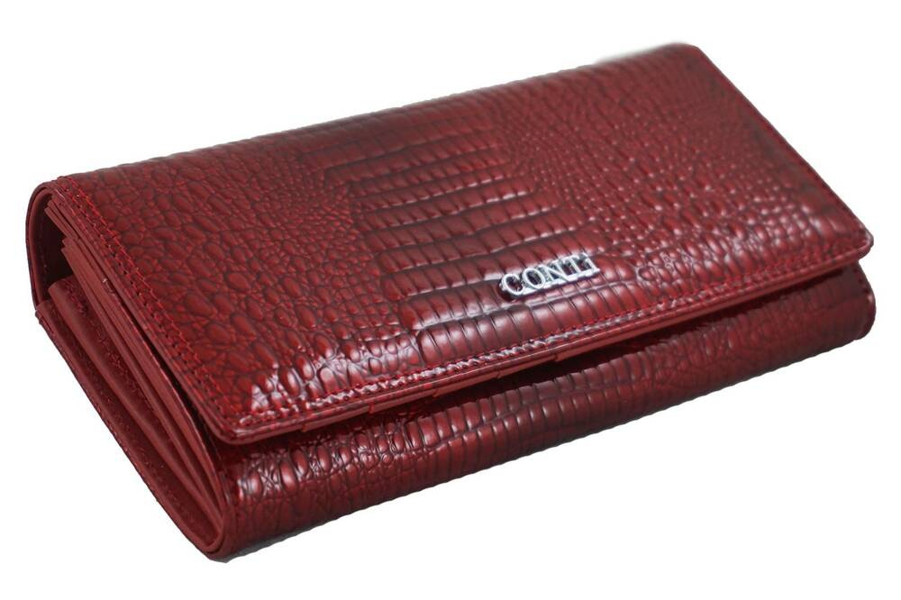 Portfel ze skóry lakierowanej damski CONTI 5288-A-13 klasyczny croco czerwony - cecha produktu