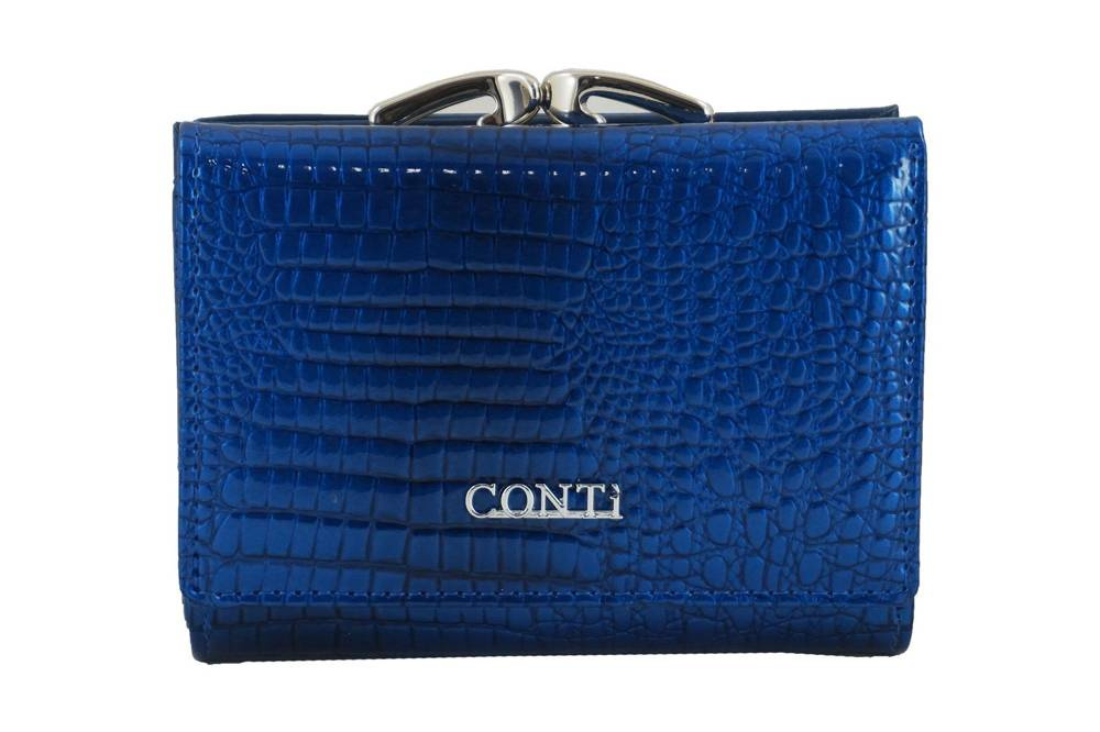Portfel ze skóry lakierowanej damski CONTI 5423-A-4 na bigiel croco granatowy - cecha produktu