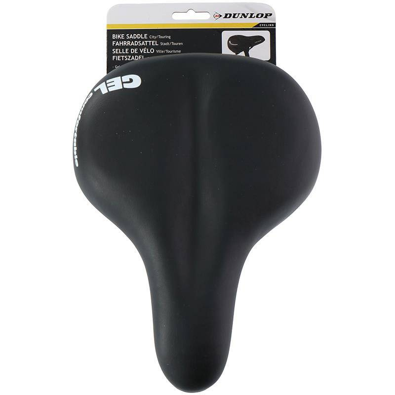 Siodełko rowerowe żelowe ze skóry ekologicznej unisex Dunlop komfortowe czarne - widok ogólny produktu