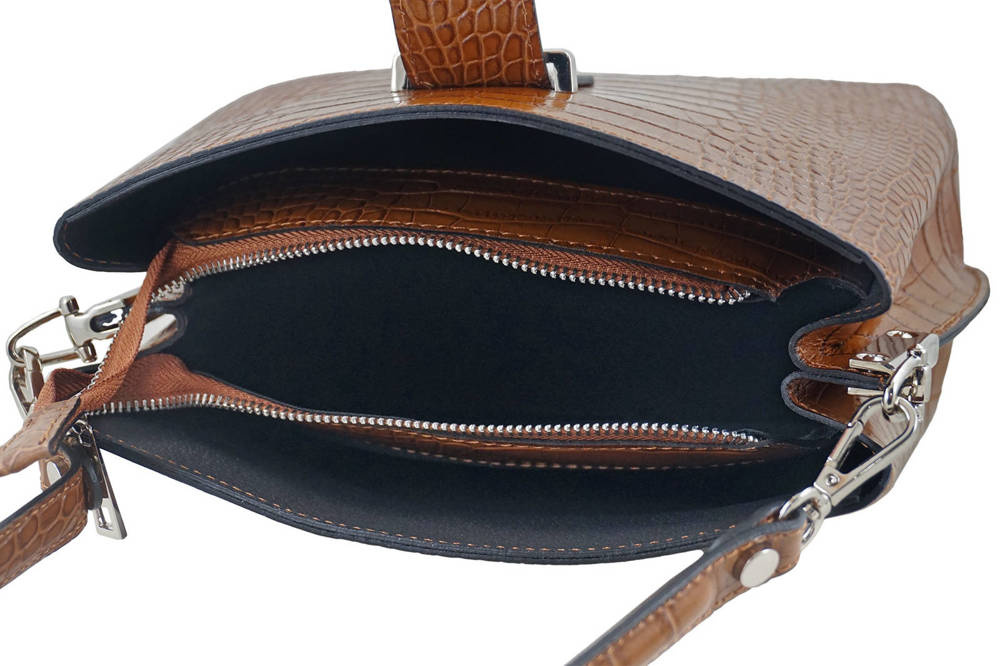 Torebka ze skóry licowej damska Barberini's 752/2-12 croco mała jasnobrązowa - cecha produktu