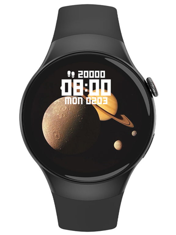 Czarny smartwatch męski Rubicon RNCE87 - z przodu na białym tle, czarny pasek