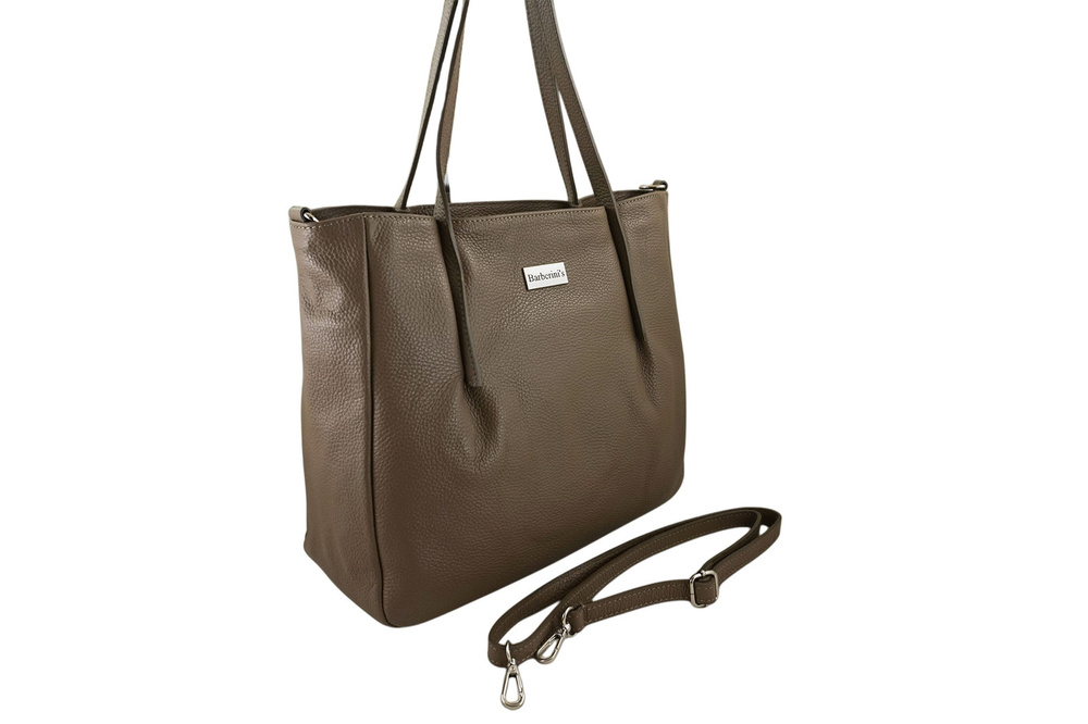 Torebka ze skóry licowej damska Barberini's 995-9 shopper A4 ciemnobeżowa - cecha produktu