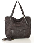 Duża torebka damska ciemnobrązowa pleciona shopperka skórzana MARCO MAZZINI v250f