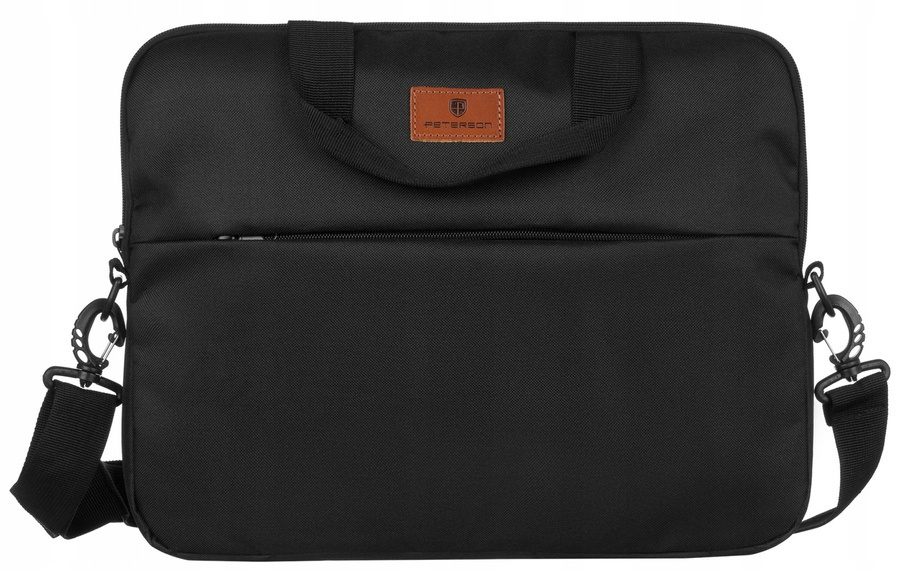 Czarna torba na laptopa Peterson GBP-17 z paskiem na ramię
