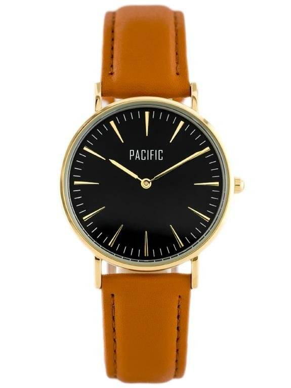 Brązowo-złoty zegarek damski Pacific A295 - zegarek z przodu na białym tle