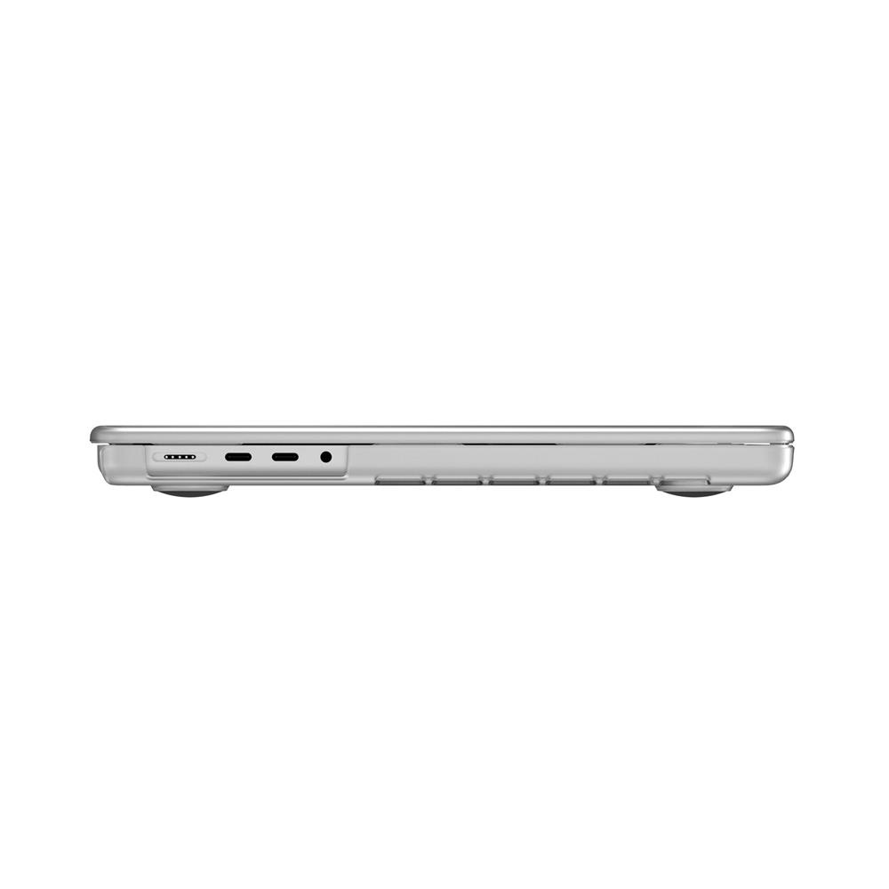 Obudowa z tworzywa etui na laptopa Speck MacBook Pro 14 2021 clear przezroczysta - widok boczny i ergonomiczny profil