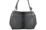 Torebka ze skóry licowej damska Barberini's 858-28 shopper croco A4 ciemnoszara