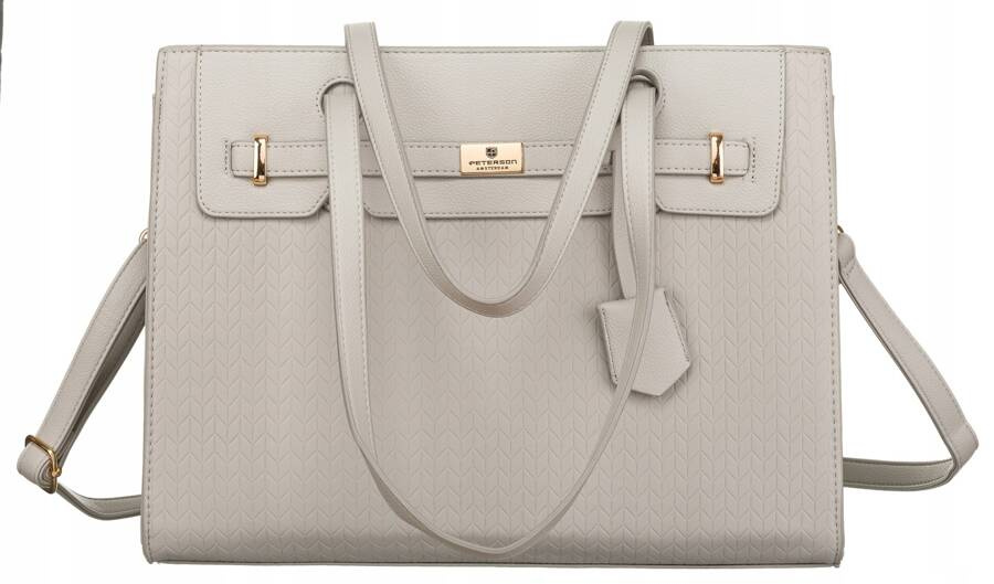 Szary shopper damski Peterson R-1907 z paskiem