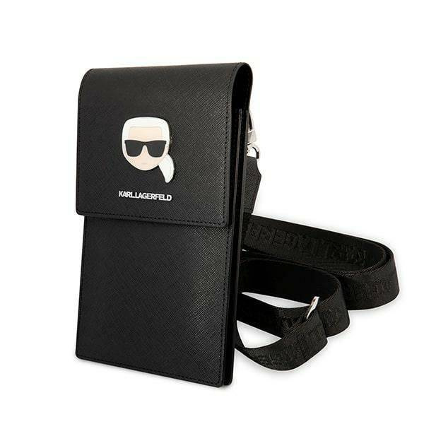 Torebka ze skóry eko damska Karl Lagerfeld Metal Karl Head listonoszka mała czarna - cecha produktu
