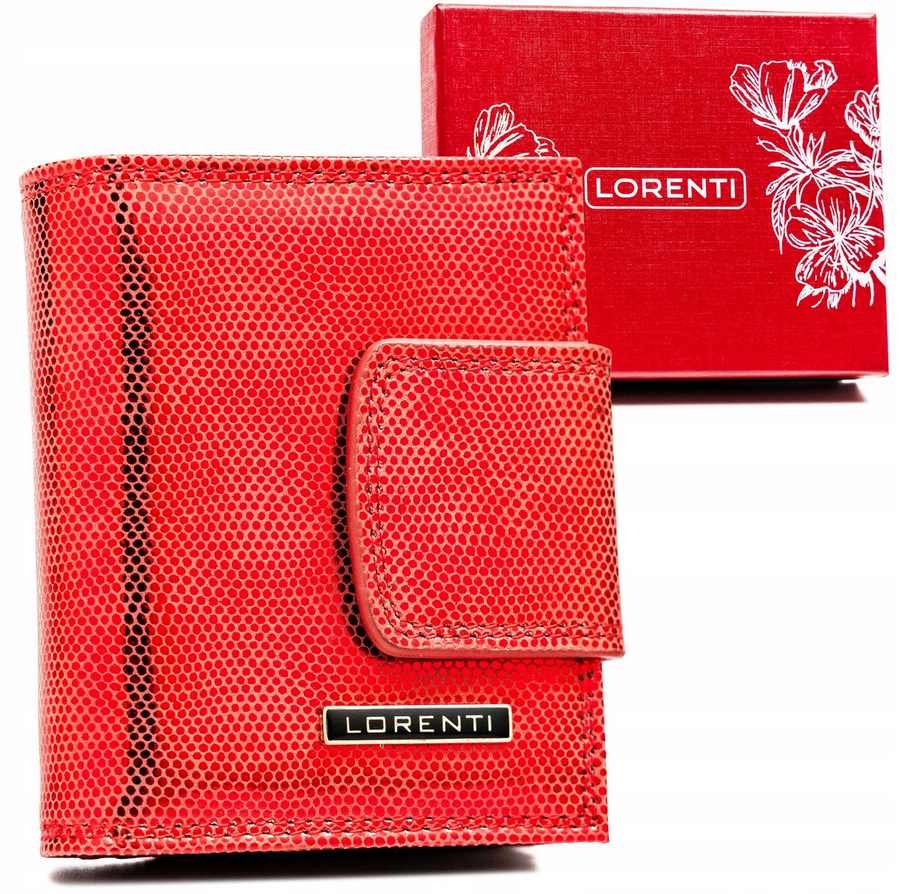 Czerwony portfel damski Lorenti 42329-CEK w kropki