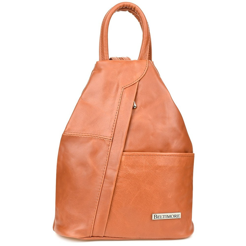Plecak damski Beltimore Q60 camel, widok z przodu, front plecaka