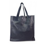 Torebka skórzana damska Genuine Leather GL46BS shopper bag A4 granatowa