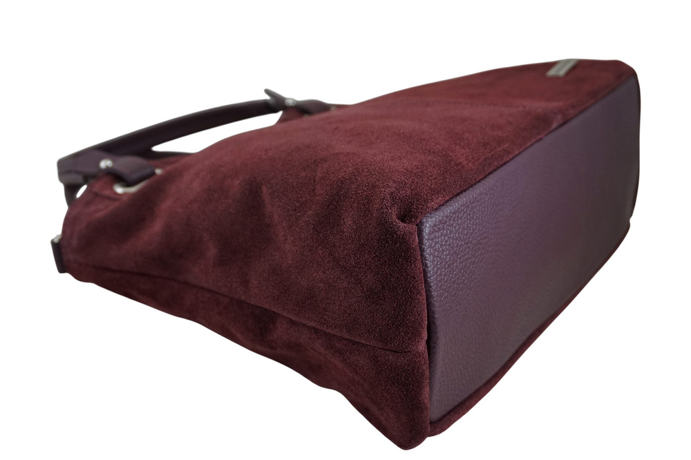 Torebka ze skóry naturalnej i zamszu damska Barberini's 982/1-5 shopper A4 bordowa - cecha produktu