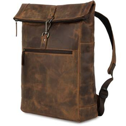 Skórzany plecak na laptopa 15,6 biznesowy duży A4 brązowy - Beltimore N19