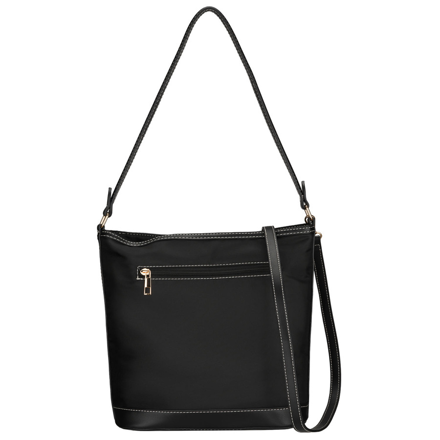 Torebka z poliestru damska Peterson JK6-03 listonoszka crossbody mała czarna - regulowany pasek i detale metalowe