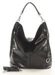 Torebka damska skórzana worek shopper bag czarny A4 GENUINE LEATHER s92a